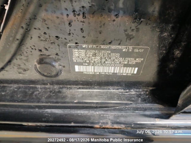 Aukcja sprzedaży 2008 Subaru Impreza 2.5i, vin: JF1GH62698G808884, numer aukcji: 20272492