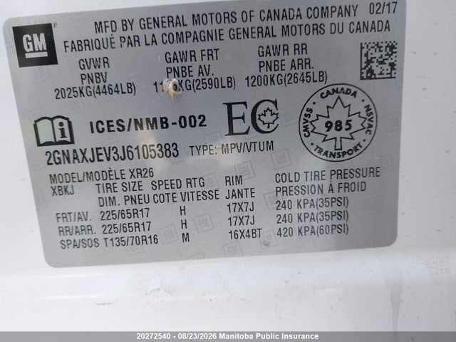 Chevrolet EQUINOX LT 2018 2GNAXJEV3J6105383 Image 9