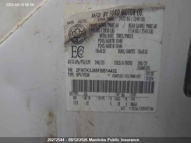 Ford EDGE SEL 2015 2FMTK3J85FBB14432 Image 9