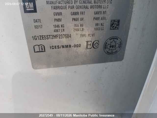 Продаж на аукціоні авто 2017 Chevrolet Malibu Lt, vin: 1G1ZE5ST2HF237684, номер лоту: 20272549