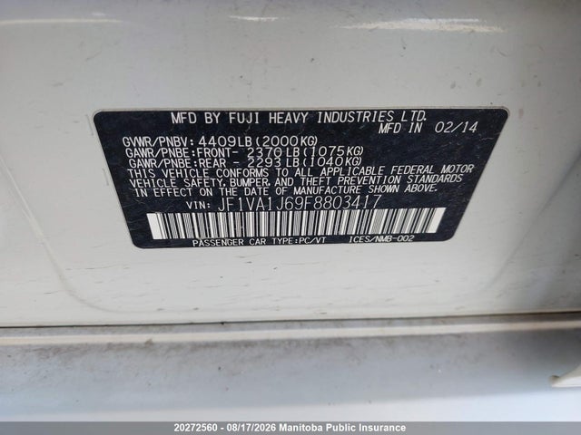 JF1VA1J69F8803417 Subaru Impreza Wrx
