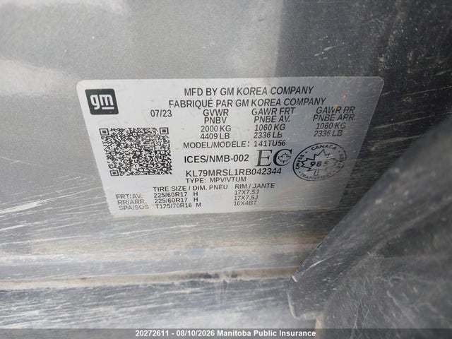 20272611 :رقم المزاد ، KL79MRSL1RB042344 vin ، 2024 Chevrolet Trailblazer Lt Turbo مزاد بيع