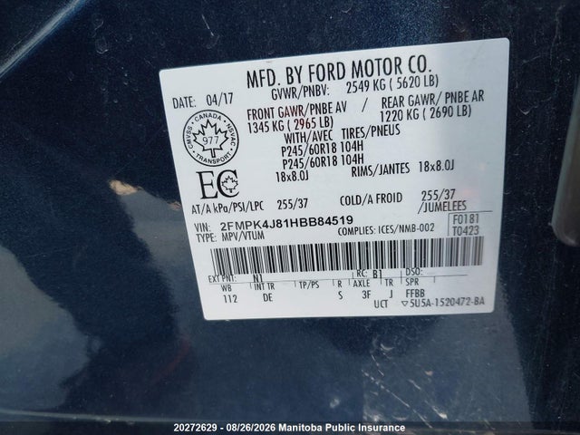 Ford EDGE SEL 2017 2FMPK4J81HBB84519 Image 9