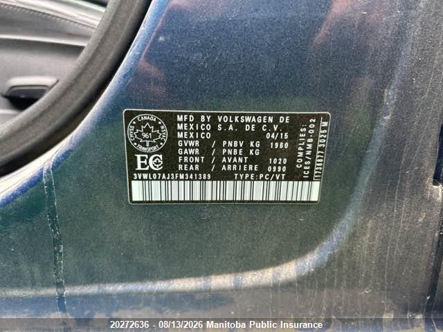 3VWL07AJ3FM341389 Volkswagen Jetta 1.8 Tsi