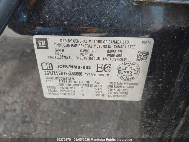 Продаж на аукціоні авто 2014 Gmc Terrain Sle, vin: 2GKFLVEK7E6353606, номер лоту: 20272675