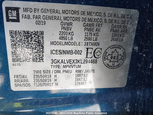 3GKALVEX3KL294468 GMC Terrain Slt 2.0t