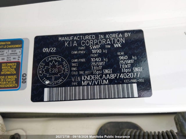 2023 Kia Seltos Ex Premium მანქანა იყიდება აუქციონზე, vin: KNDERCAA8P7402077, აუქციონის ნომერი: 20272758