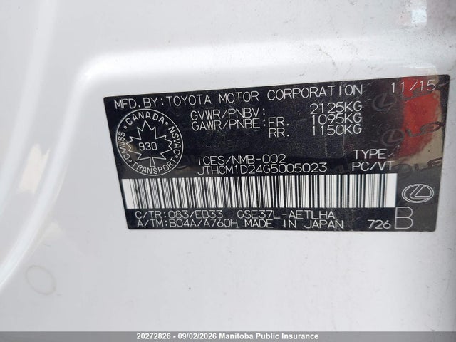 Продажа на аукционе авто 2016 Lexus Is 300 300, vin: JTHCM1D24G5005023, номер лота: 20272826