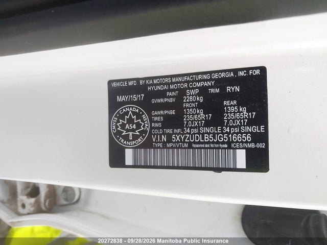5XYZUDLB5JG516656 Hyundai SANTA FE SPORT