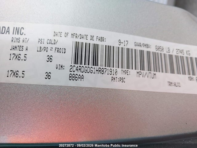 Aukcja sprzedaży 2017 Dodge Grand Caravan Crew, vin: 2C4RDGDG1HR871910, numer aukcji: 20272872
