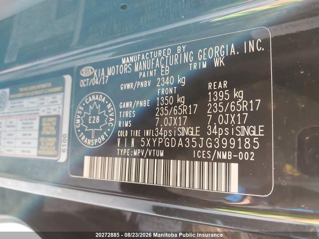 KIA SORENTO LX 2018 5XYPGDA35JG399185 Image 9