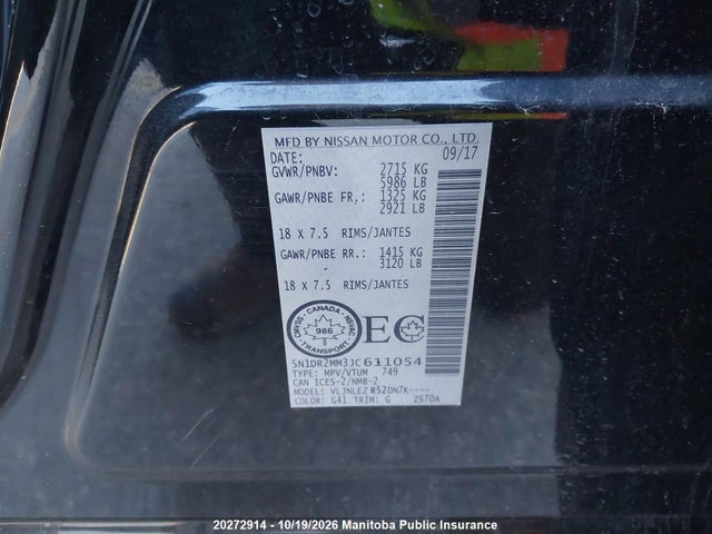5N1DR2MM3JC611054 Nissan Pathfinder Sv