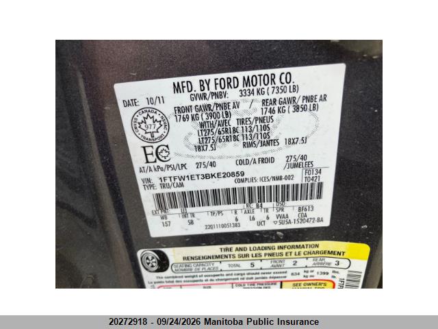Продаж на аукціоні авто 2011 Ford F150 Fx4 Supercrew, vin: 1FTFW1ET3BKE20859, номер лоту: 20272918