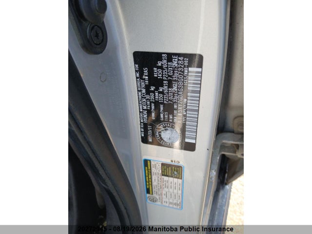 20272945 :رقم المزاد ، 5XYZGDAG3BG073284 vin ، 2011 Hyundai Santa Fe Gl مزاد بيع