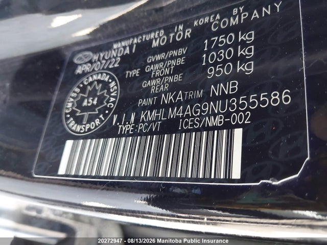 Продаж на аукціоні авто 2022 Hyundai Elantra Preferred, vin: KMHLM4AG9NU355586, номер лоту: 20272947