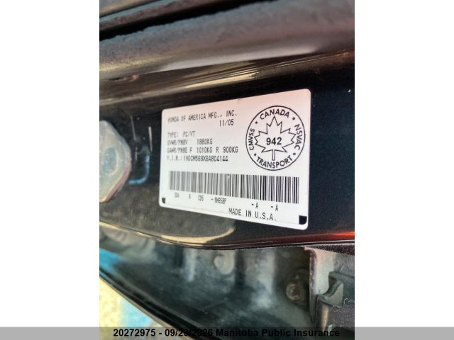 Aukcja sprzedaży 2006 Honda Accord Ex, vin: 1HGCM568X6A804144, numer aukcji: 20272975