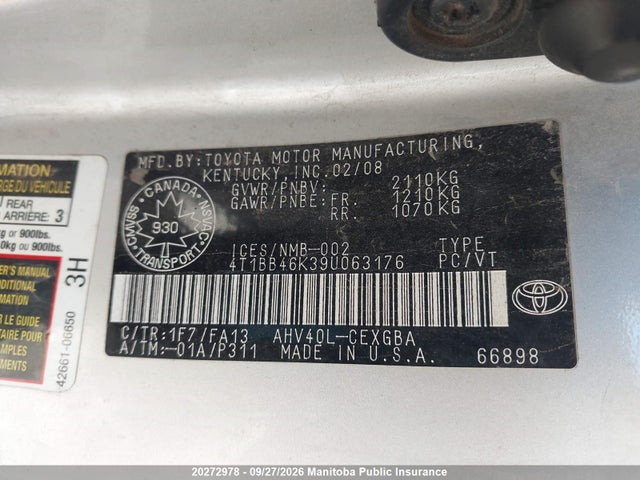 Aukcja sprzedaży 2009 Toyota Camry Hybrid, vin: 4T1BB46K39U063176, numer aukcji: 20272978