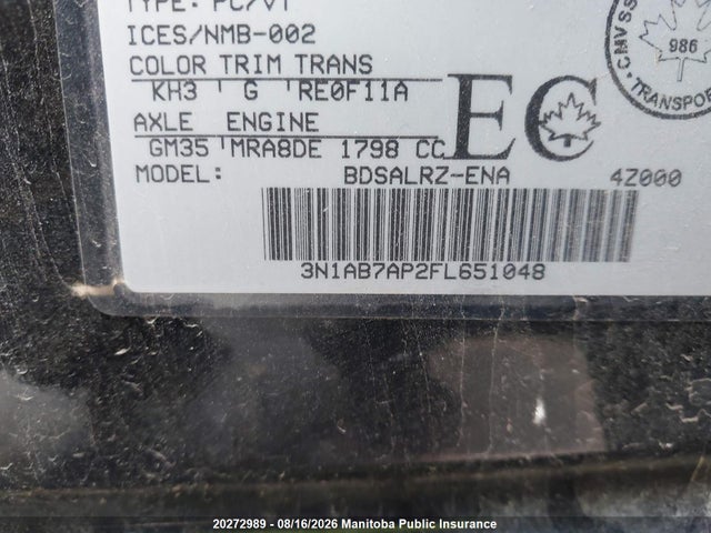 3N1AB7AP2FL651048 Nissan Sentra 1.8 Sr