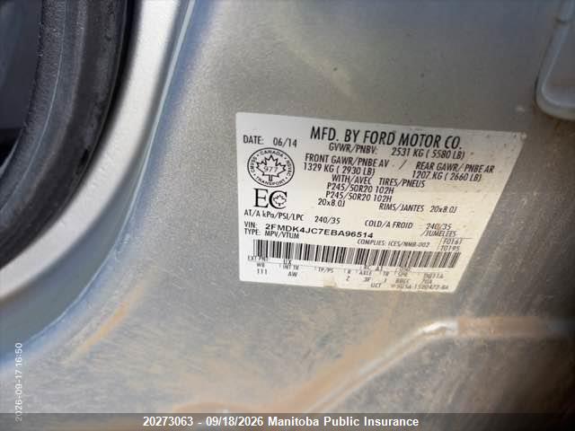 Ford EDGE SEL 2014 2FMDK4JC7EBA96514 Image 9