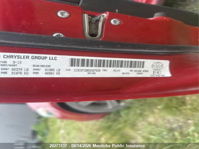 20273137 :رقم المزاد ، 1C3CDFCB8DD327539 vin ، 2013 Dodge Dart Limited مزاد بيع