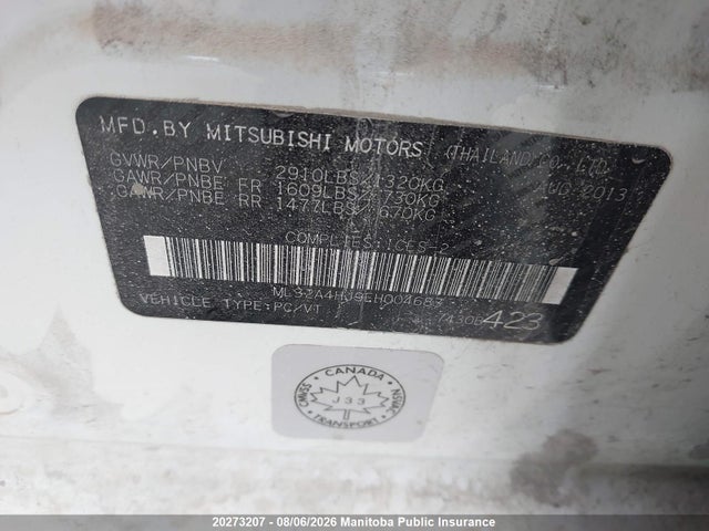 Продаж на аукціоні авто 2014 Mitsubishi Mirage Se, vin: ML32A4HJ9EH004683, номер лоту: 20273207