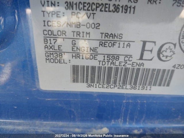 Nissan Versa Note Sl 2014 3N1CE2CP2EL361911 Image 9