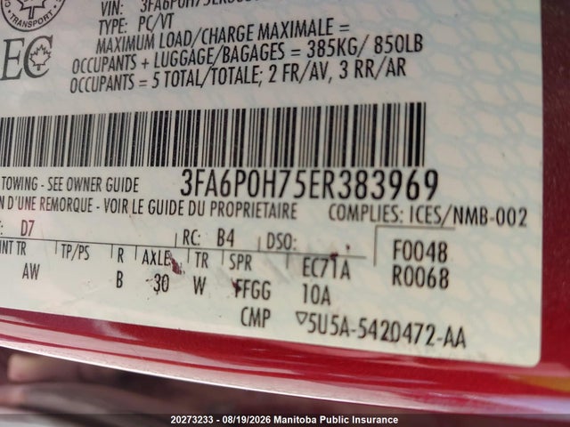 Ford FUSION SE 2014 3FA6P0H75ER383969 Image 9