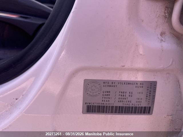 Aukcja sprzedaży 2008 Volkswagen Rabbit 2.5, vin: WVWCA71K58W283913, numer aukcji: 20273261