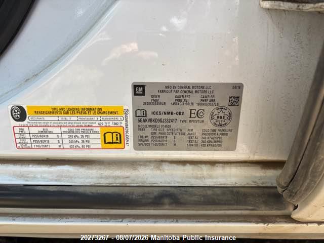 Aukcja sprzedaży 2016 Buick Enclave, vin: 5GAKVBKD9GJ332417, numer aukcji: 20273267