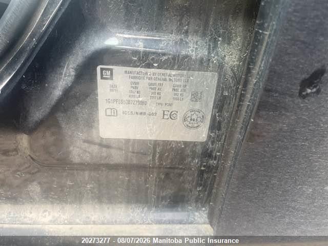 20273277 :رقم المزاد ، 1G1PF5S90B7270080 vin ، 2011 Chevrolet Cruze Lt Turbo مزاد بيع
