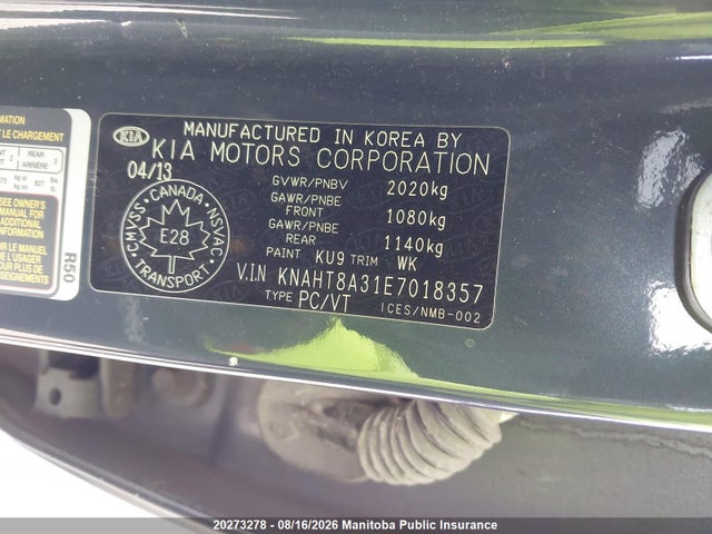 Продажа на аукционе авто 2014 Kia Rondo Ex, vin: KNAHT8A31E7018357, номер лота: 20273278