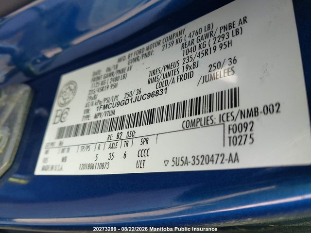 Ford ESCAPE SE 2018 1FMCU9GD1JUC96831 Image 9