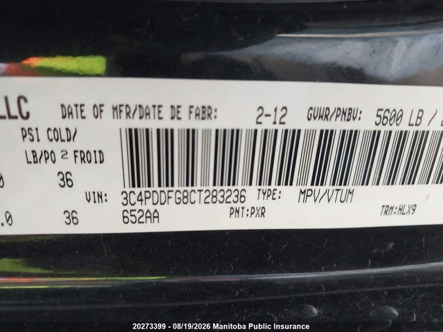 Aukcja sprzedaży 2012 Dodge Journey R/t, vin: 3C4PDDFG8CT283236, numer aukcji: 20273399