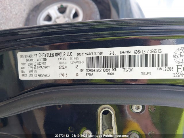 2012 Dodge Ram 1500 Slt Crew Cab მანქანა იყიდება აუქციონზე, vin: 1C6RD7KT9CS143010, აუქციონის ნომერი: 20273412