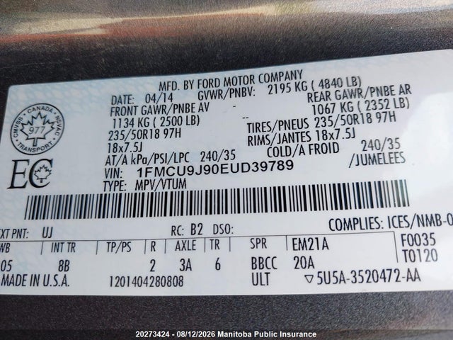 Ford Escape Titanium 2014 1FMCU9J90EUD39789 Image 8