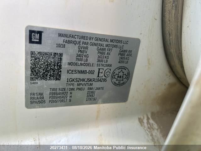 1GKS2HKJ5KR184295 GMC YUKON XL DENALI