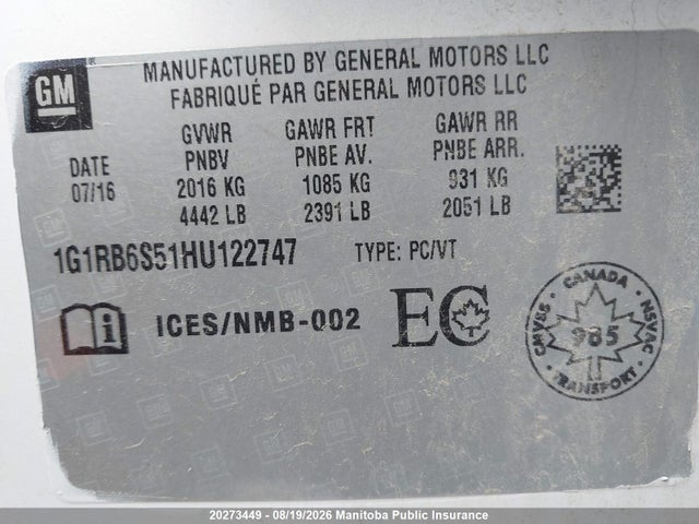 Chevrolet Volt Premier 2017 1G1RB6S51HU122747 Image 9