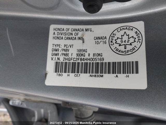 Honda CIVIC EX 2017 2HGFC2F84HH005169 Image 8