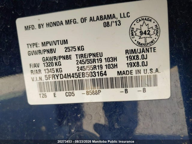 Acura Mdx Navi 2014 5FRYD4H45EB503164 Image 9