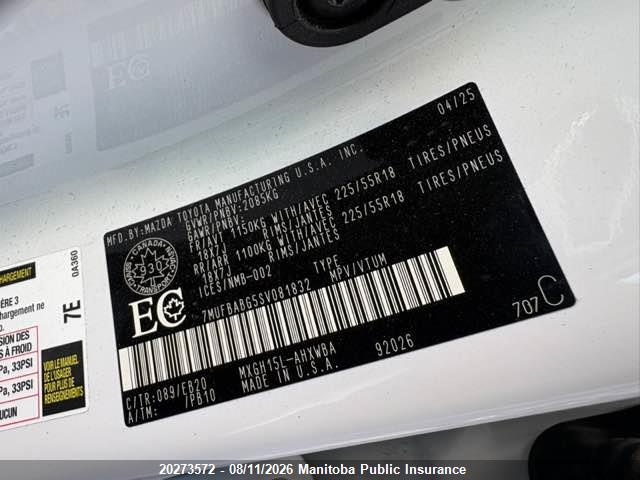 Продаж на аукціоні авто 2025 Toyota Corolla Cross Hybrid Xse, vin: 7MUFBABG5SV081832, номер лоту: 20273572