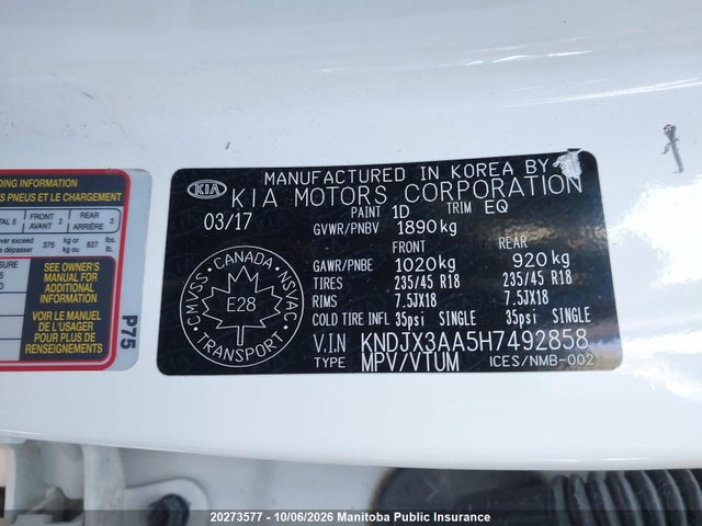 2017 Kia Soul Sx Turbo მანქანა იყიდება აუქციონზე, vin: KNDJX3AA5H7492858, აუქციონის ნომერი: 20273577