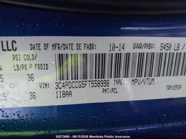 Dodge Journey Sxt 2015 3C4PDCCG5FT558998 Image 9