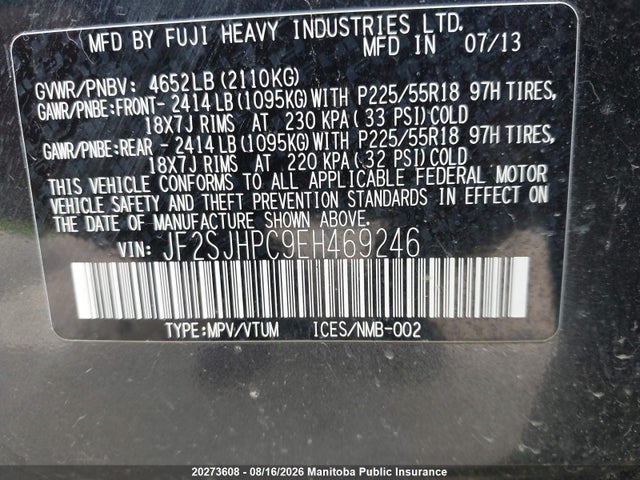 JF2SJHPC9EH469246 Subaru Forester 2.0xt