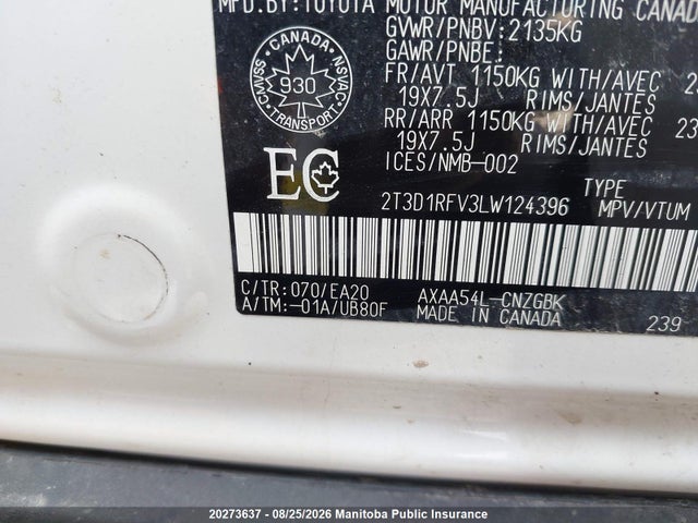 Toyota Rav4 Limited 2020 2T3D1RFV3LW124396 Image 9