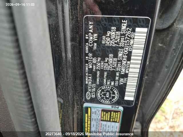 2016 Hyundai Santa Fe Xl მანქანა იყიდება აუქციონზე, vin: KM8SNDHF0GU157262, აუქციონის ნომერი: 20273640