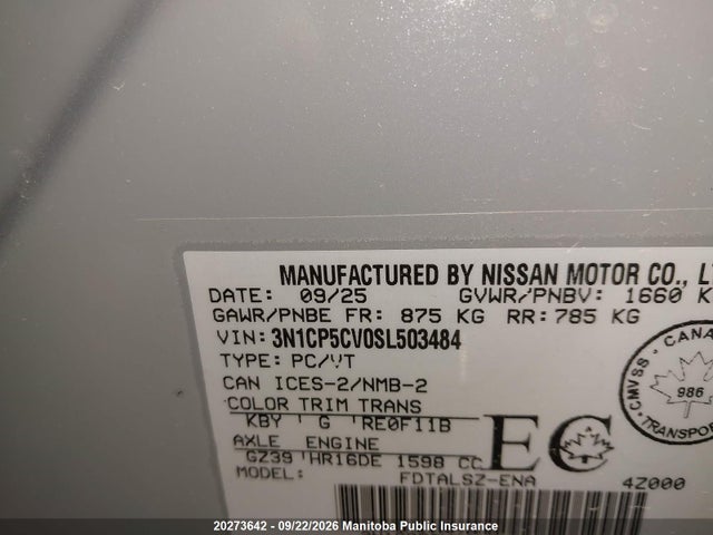 Nissan Kicks Play Sv 2025 3N1CP5CV0SL503484 Image 8