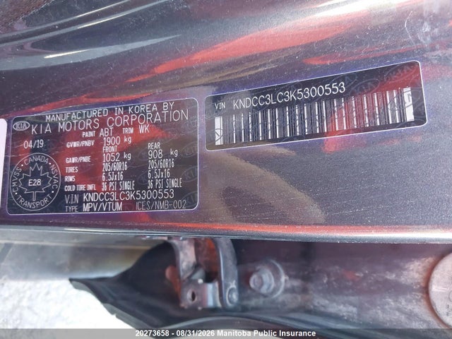 20273658 :رقم المزاد ، KNDCC3LC3K5300553 vin ، 2019 Kia Niro Ex مزاد بيع