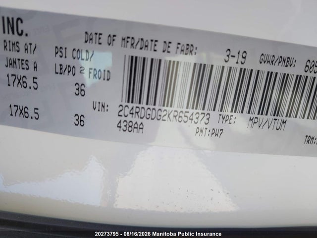 Dodge Grand Caravan Crew 2019 2C4RDGDG2KR654373 Image 9