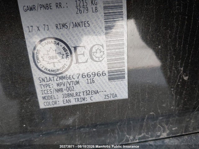 Nissan ROGUE SV 2014 5N1AT2MM6EC766966 Image 9