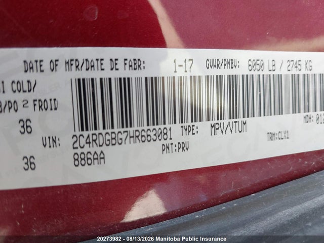 Dodge Grand Caravan Se 2017 2C4RDGBG7HR663081 Image 9